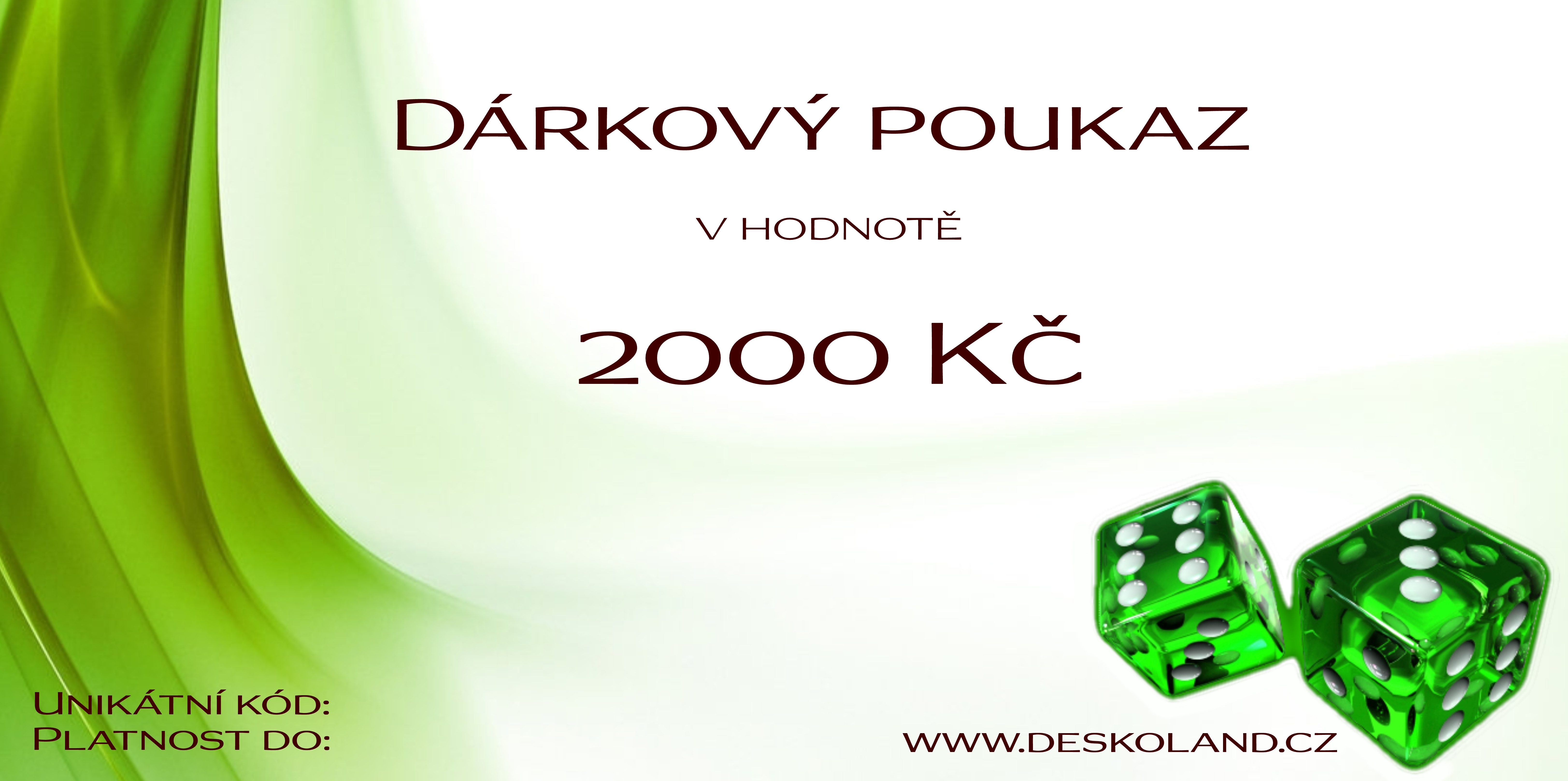 Dárkový poukaz 2000 Kč na Deskoland.cz