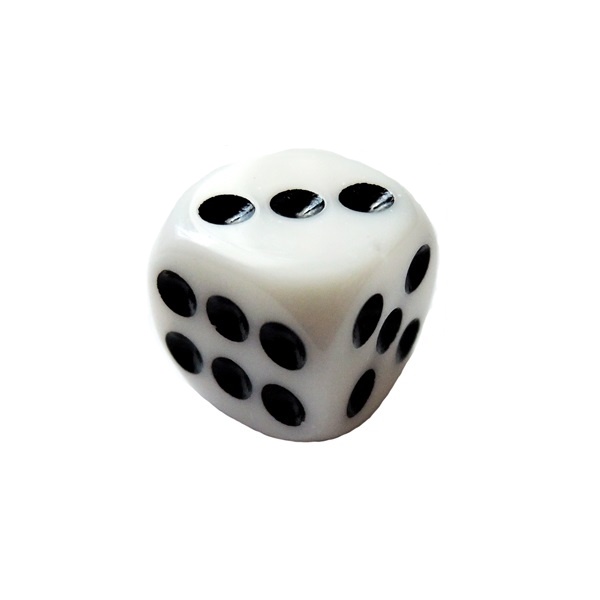 Kostka D6 16mm - bílá