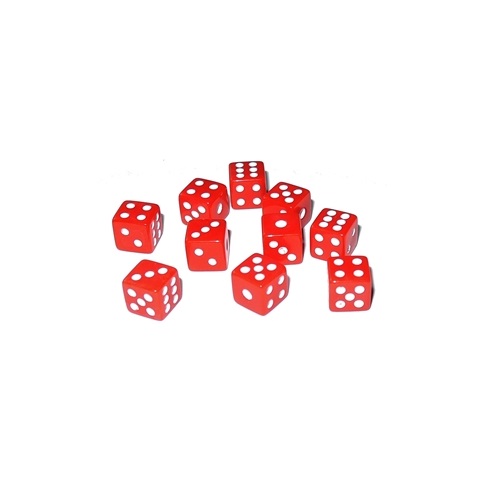Sada kostek D6 8mm (10ks) - červená