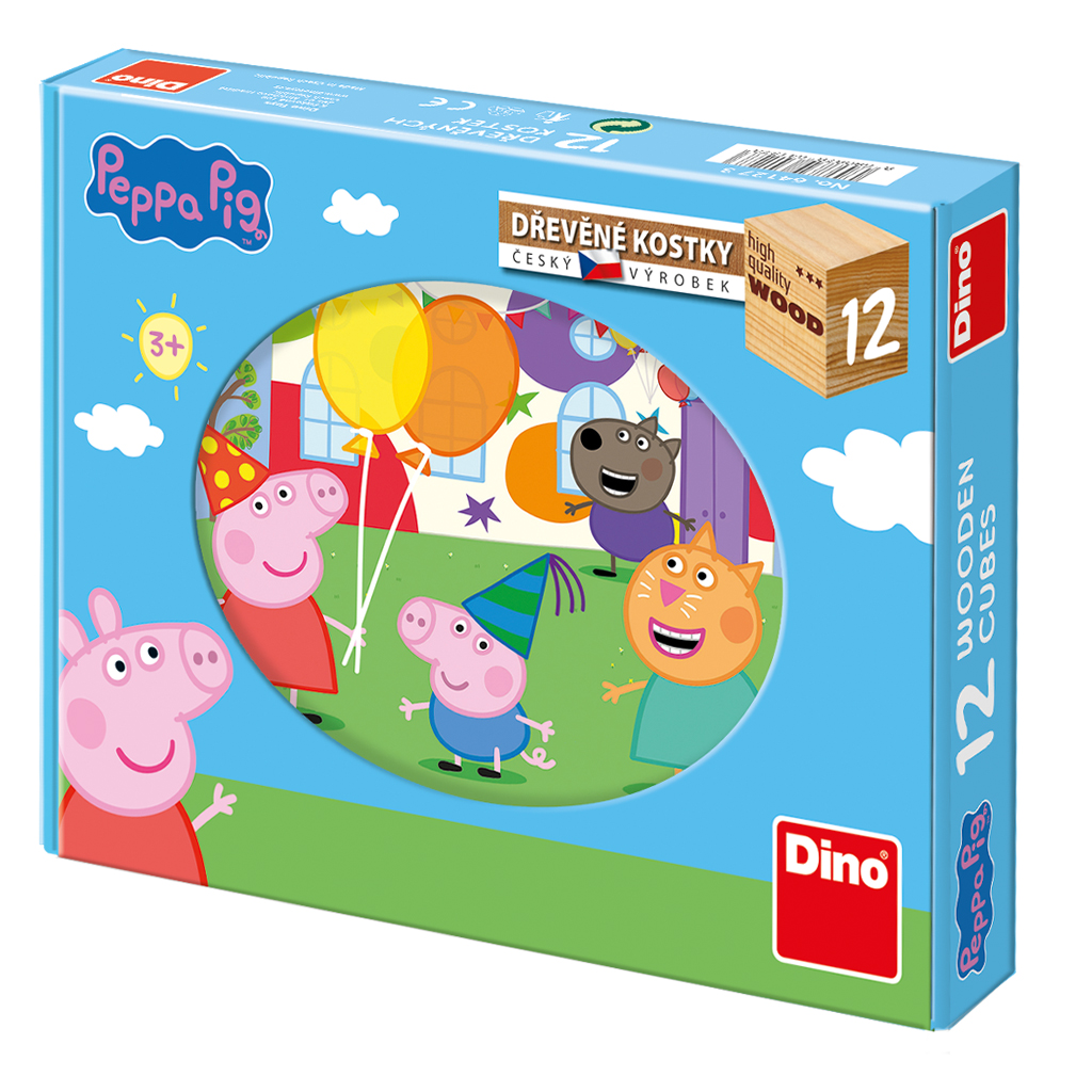 Dino dřevěné kostky Peppa Pig (12 kostek)