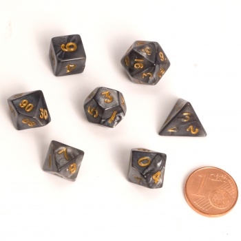 Set 7 malých RPG kostek Marbled Black
