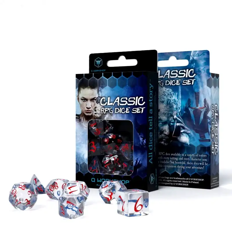 Sada RPG kostek - Translucent & Blue-red