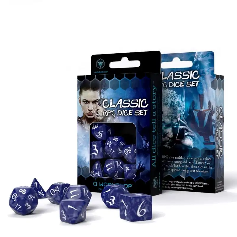 Sada RPG kostek - Cobalt & White