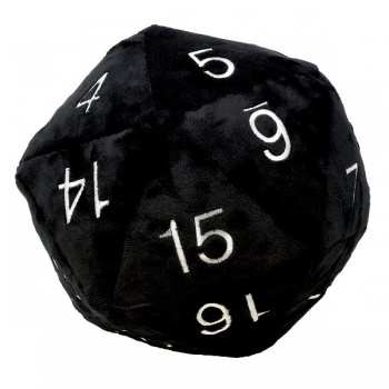 Plyšová kostka D20 černá