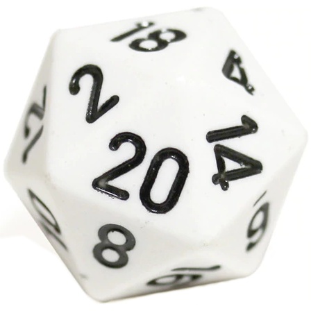Kostka dvacetistěnná (D20) - bílá/černá (20mm)