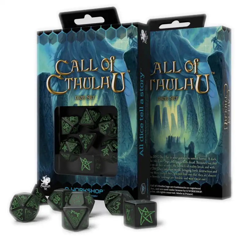Sada kostek Call of Cthulhu - černé/zelené