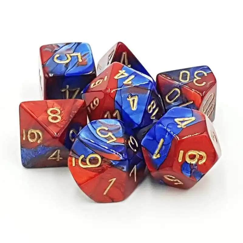 Set 7 RPG kostek - červené/modré