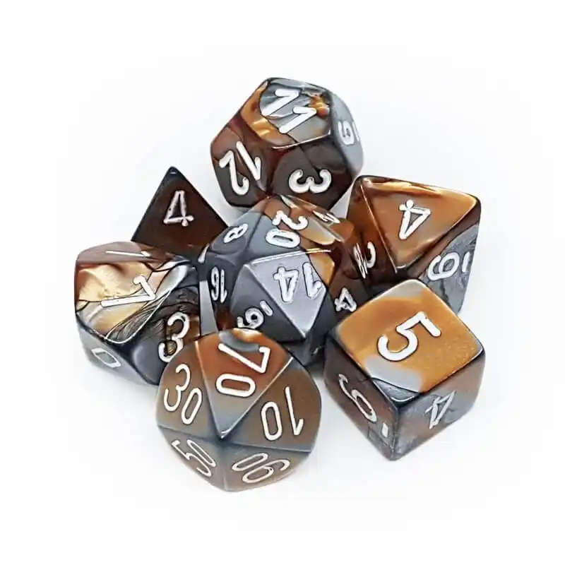 Set 7 RPG kostek - měď/ocel