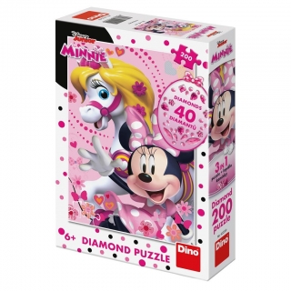 Puzzle Minnie Mouse 200 dílků s diamanty
