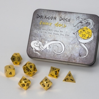 Sada kovových kostek Dragon Dice - Shiny Gold