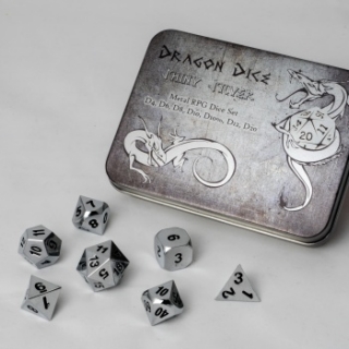 Sada kovových kostek Dragon Dice - Shiny Silver