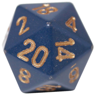 Kostka dvacetistěnná (D20) - tmavě modrá/zlatá (20mm)