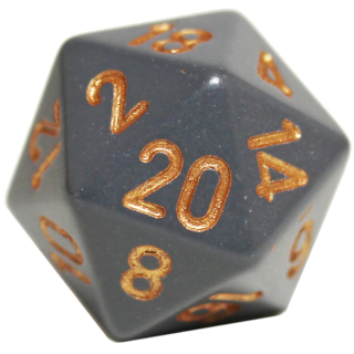 Kostka dvacetistěnná (D20) - tmavě šedá/zlatá (20mm)