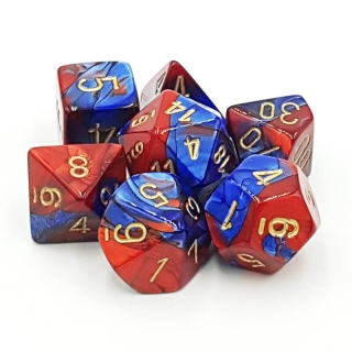 Set 7 RPG kostek - červené/modré
