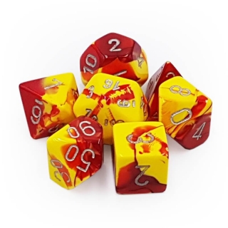 Set 7 RPG kostek - červené/žluté