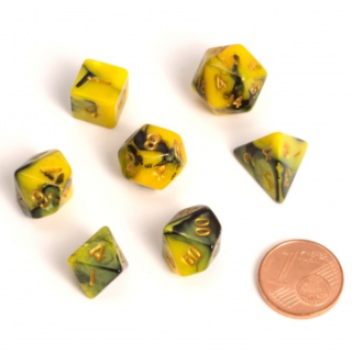 Set 7 malých RPG kostek v tubě - Yellow/Black