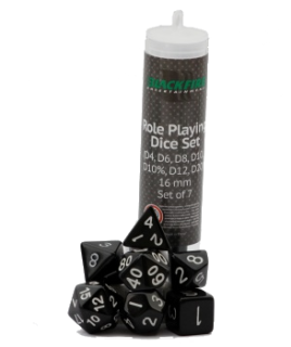 Set 7 RPG kostek v tubě - černé